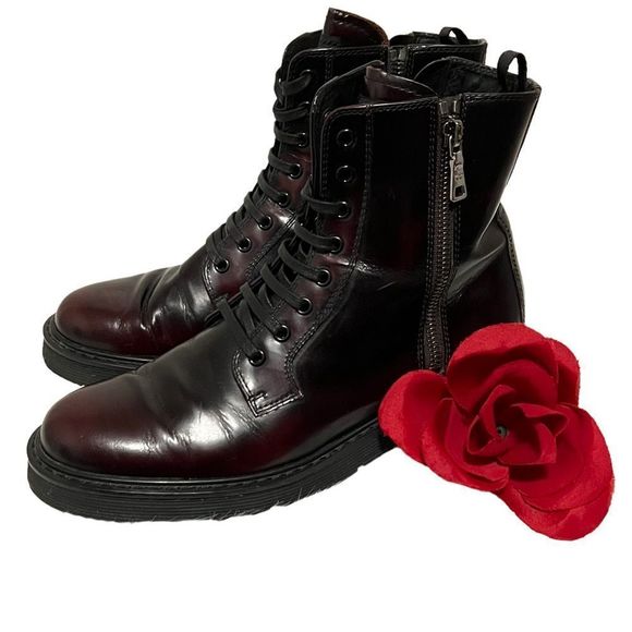🎉HP🎊Prada Combat Boot Spazzolato 37 1/2 - Picture 16 of 16